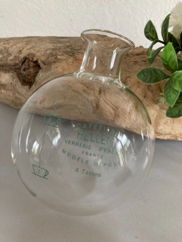 325⚜️ Ancienne Cafetière Hellem en Verre Pyrex France Modèle Déposé 4 Tasses