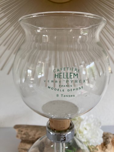 325⚜️ Ancienne Cafetière Hellem en Verre Pyrex France Modèle Déposé 8 Tasses