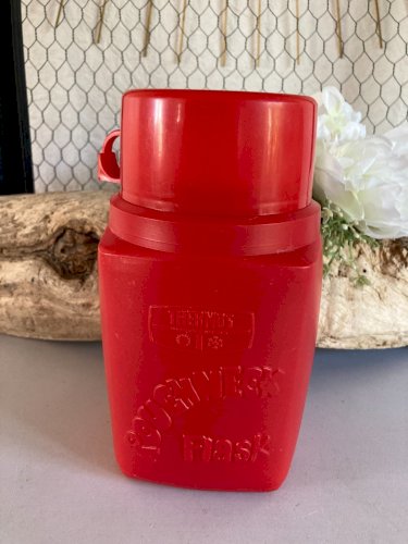 325⚜️ Ancienne Gourde Thermos Snoopy Woodstock Rouge Vintage