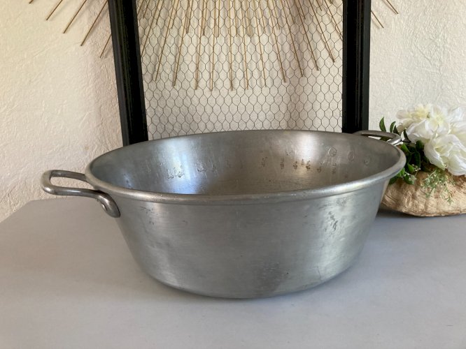 325⚜️ Ancienne Grande Bassine en Aluminium Tournus Unis France 36  Hauteur 13 Cm