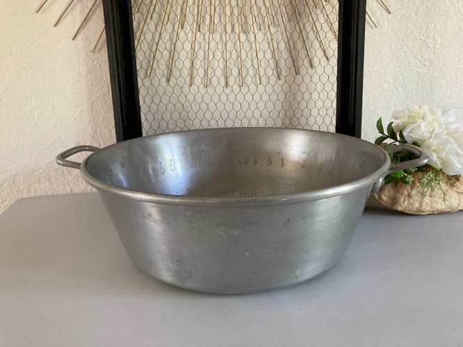 325⚜️ Ancienne Grande Bassine en Aluminium Tournus Unis France 36  Hauteur 13 Cm