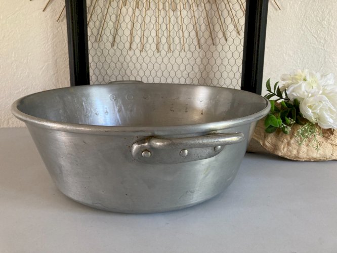 325⚜️ Ancienne Grande Bassine en Aluminium Tournus Unis France 36  Hauteur 13 Cm