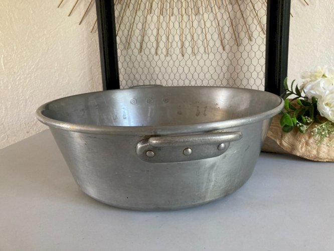325⚜️ Ancienne Grande Bassine en Aluminium Tournus Unis France 36  Hauteur 13 Cm