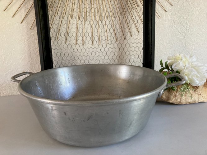 325⚜️ Ancienne Grande Bassine en Aluminium Tournus Unis France 36  Hauteur 13 Cm