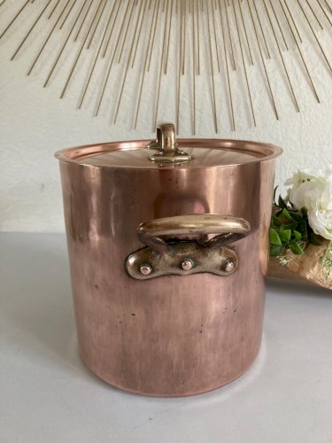 325⚜️ Ancienne Marmite en Cuivre Faitout Diamètre 20 Cm Vintage