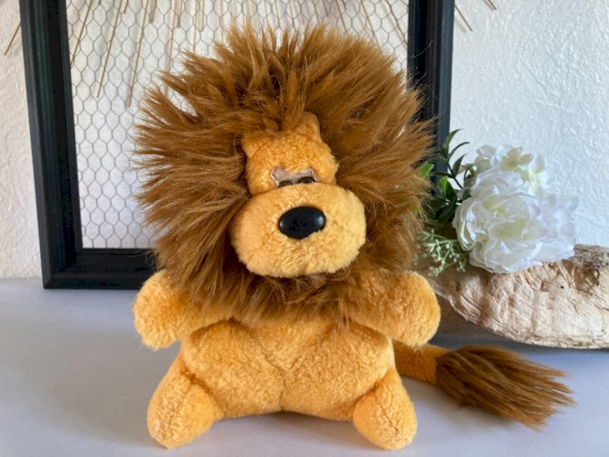 325⚜️ Ancienne Peluche Mascotte Le Lion Jaune LCL Crédit Lyonnais Vintage