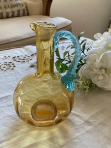 325⚜️ Vintage Small Glass Liqueur Bottle Carafe Height 16 Cm