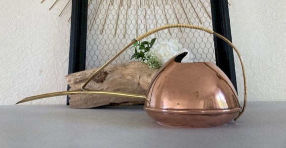 325⚜️ Antique Copper and Brass Watering Can Decoration Height 16 cm