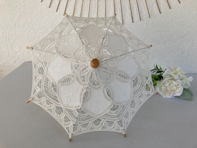 325⚜️ Décoration Mini Ombrelle en Dentelle Diamètre 39 Cm
