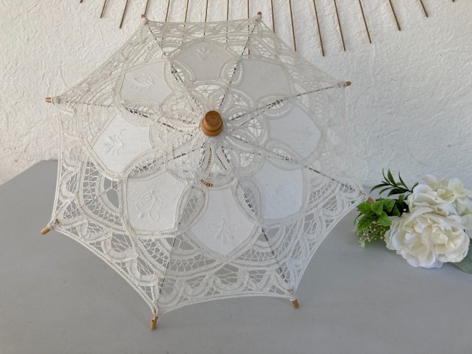 325⚜️ Décoration Mini Ombrelle en Dentelle Diamètre 39 Cm
