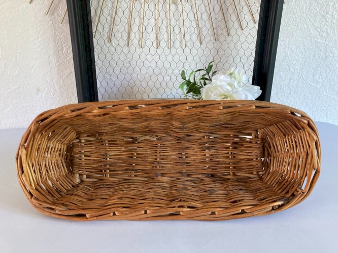 325 ⚜️ Décoration Panier en Rotin et Osier Corbeille à Pain Vintage Long 44 Cm
