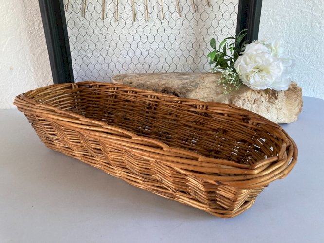 325 ⚜️ Décoration Panier en Rotin et Osier Corbeille à Pain Vintage Long 44 Cm