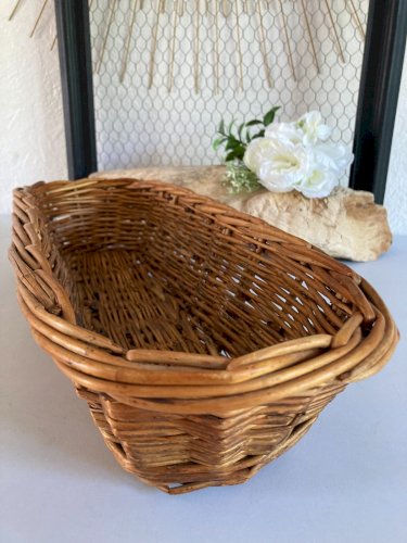 325 ⚜️ Décoration Panier en Rotin et Osier Corbeille à Pain Vintage Long 44 Cm