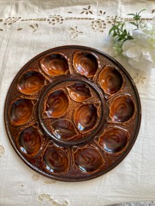 325⚜️ Large Ceramic Oyster Platter for 12 Oysters Diameter 38 cm