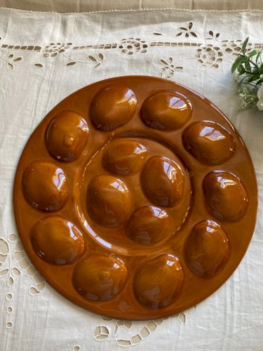 325⚜️ Grand Plat à Huitres en Céramique Pour 12 Huitres Diamètre 38 Cm