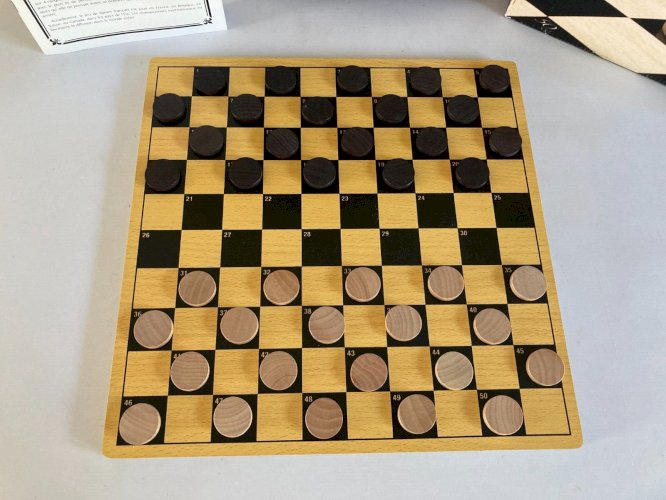 325 ⚜️ Jeu De Société Jeu de Dames Plateau et Pions en Bois Dujardin Complet