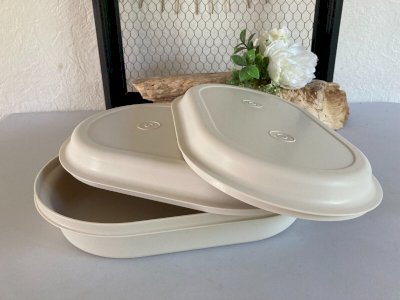 325⚜️ Oval Plate Steamer Tupperware Microwave Plastic Length 30 Cm