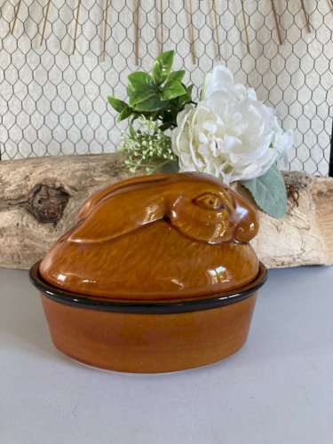 325⚜️ Terrine Ovale Lapin Géo en Céramique Made In Portugal Longueur 14,5 Cm