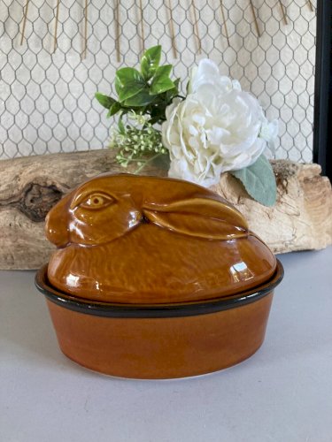 325⚜️ Terrine Ovale Lapin Géo en Céramique Made In Portugal Longueur 14,5 Cm