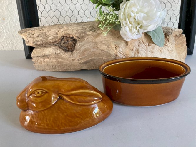 325⚜️ Terrine Ovale Lapin Géo en Céramique Made In Portugal Longueur 14,5 Cm
