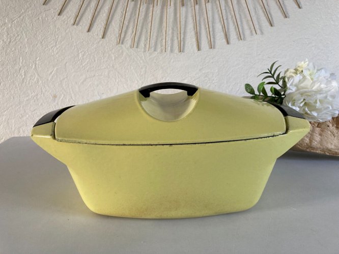 325⚜️Ancienne Cocotte Faitout Le Creuset Design Raymond Loewy en Fonte Émaillée