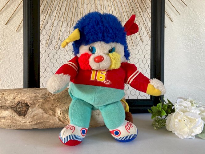 325⚜️Ancienne Peluche Doudou Popples Football Américain Rugby Ballon Mattel 1986