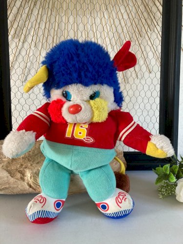 325⚜️Ancienne Peluche Doudou Popples Football Américain Rugby Ballon Mattel 1986