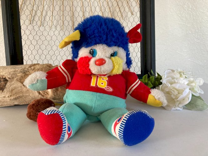 325⚜️Ancienne Peluche Doudou Popples Football Américain Rugby Ballon Mattel 1986