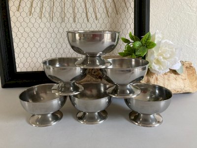 325⚜️Ensemble de 6 Coupes à Glace en Acier Inoxydable Coupes à Dessert Hong Kong