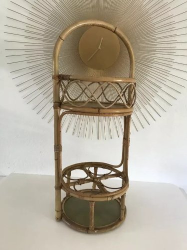 4 ⚜️ Ancien Bar Porte Bouteille En Osier Rotin Vintage Authentique