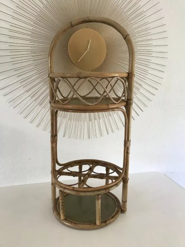 4 ⚜️ Ancien Bar Porte Bouteille En Osier Rotin Vintage Authentique