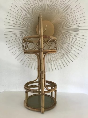 4 ⚜️ Ancien Bar Porte Bouteille En Osier Rotin Vintage Authentique