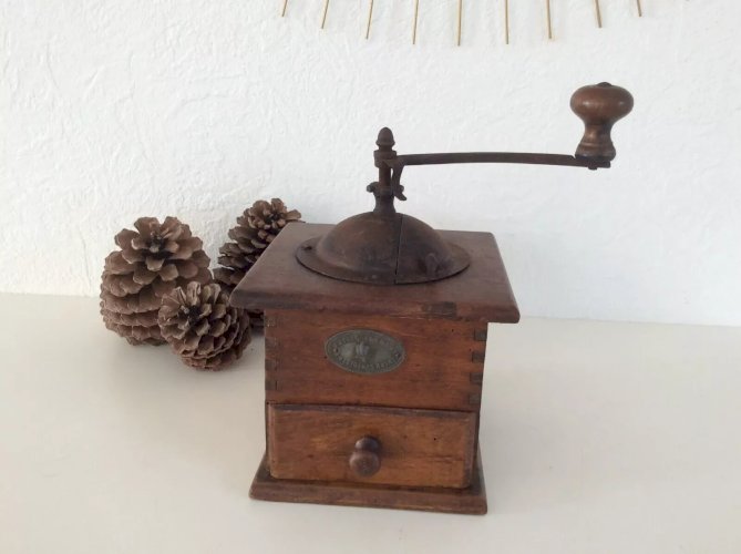 4 ⚜️ Ancienne Moulin à Café en Bois Mutzig Framont Bas Rhin Vintage