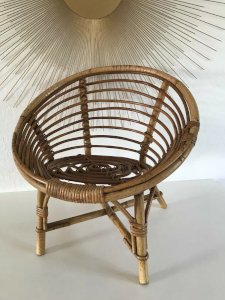 4 ⚜️ Vintage Wicker and Rattan Child's Little Chair