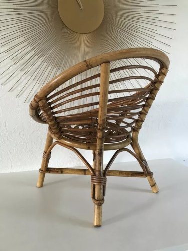 4 ⚜️ Ancienne Petite Chaise Enfant En Osier et Rotin Vintage