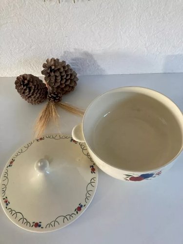 4 ⚜️ Ancienne Soupière Villefranche HBCM Montereau France Vintage Diamètre 23 Cm