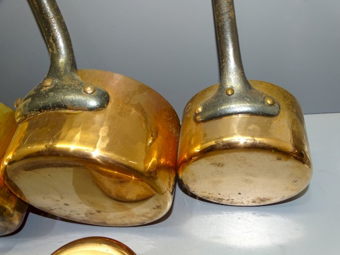 -4 ANCIENNES CASSEROLES CUIVRE A.SIMON QUALITE PROFESSIONNELLE JUS de GRENIER  D