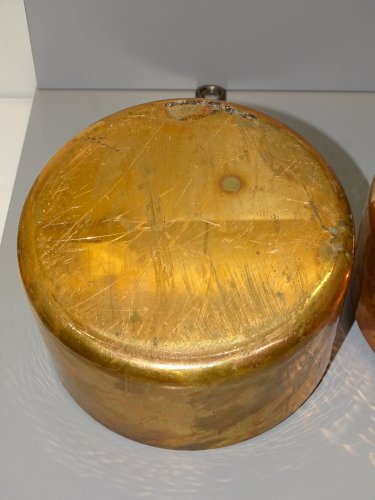 -4 ANCIENNES CASSEROLES CUIVRE A.SIMON QUALITE PROFESSIONNELLE JUS de GRENIER  D