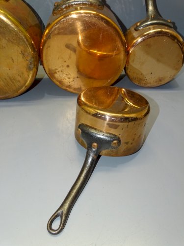 -4 ANCIENNES CASSEROLES CUIVRE A.SIMON QUALITE PROFESSIONNELLE JUS de GRENIER  D