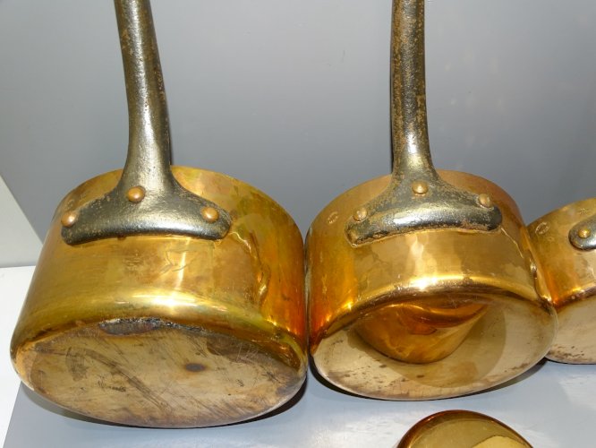 -4 ANCIENNES CASSEROLES CUIVRE A.SIMON QUALITE PROFESSIONNELLE JUS de GRENIER  D