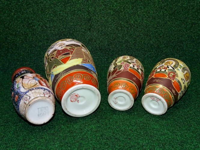 -4 ANCIENS VASES PORCELAINE SATSUMA JAPON  COLLECTION DECO VITRINE   D