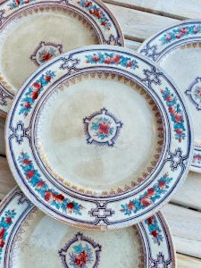 4 Polychrome English Plates from the 19th Century