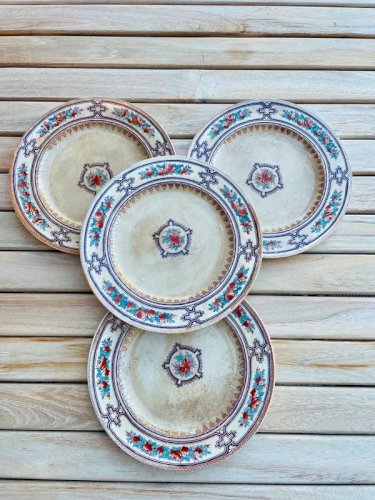 4 Assiettes 19ème Anglaises polychrome