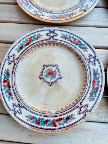 4 Assiettes 19ème Anglaises polychrome