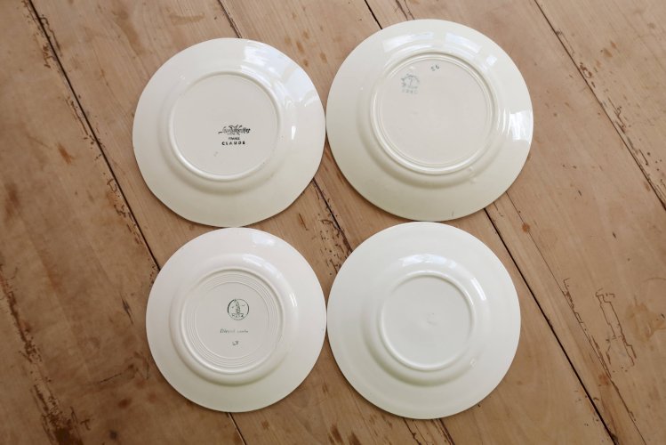 4 assiettes à dessert dépareillées vintage faïence fleurie – Lot Rosie