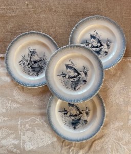 4 dessert plates "Marine" Digoin