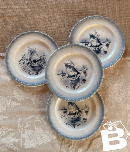 4 assiettes à dessert « Marine » Digoin