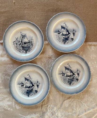 4 assiettes à dessert « Marine » Digoin