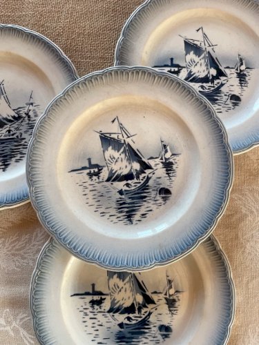 4 assiettes à dessert « Marine » Digoin