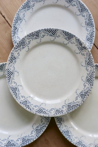 4 assiettes à dessert terre de fer Sarreguemines U&C modèle Luchon